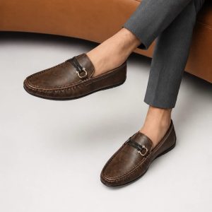 Choco Silver Buckle Loafer
